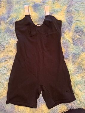 adidas Women’s' Black Ribbed Jumpsuit/Romber with Branded Straps